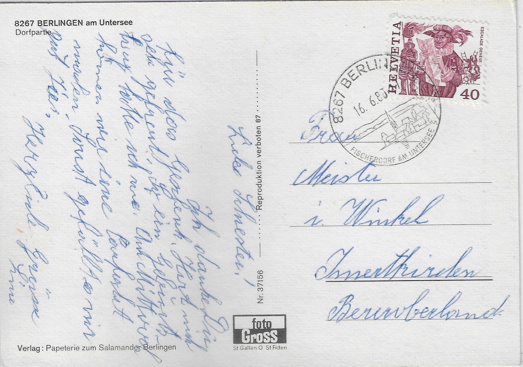 Cartoline postali: Berlingen TG - Dorfpartie – Usato da Ettingen venduto da Kartenplanet 1