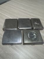 5 Zigarettenetuis Metall diverse Motive gebrauchter Zustand