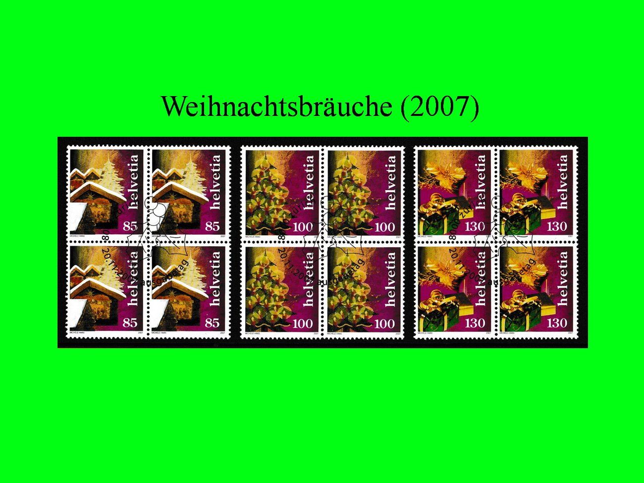 Tutti i francobolli: Viererblock-Serie "Weihnachtsbräuche" (2007) – Nuovo (secondo la descrizione) da Dübendorf venduto da chiara48