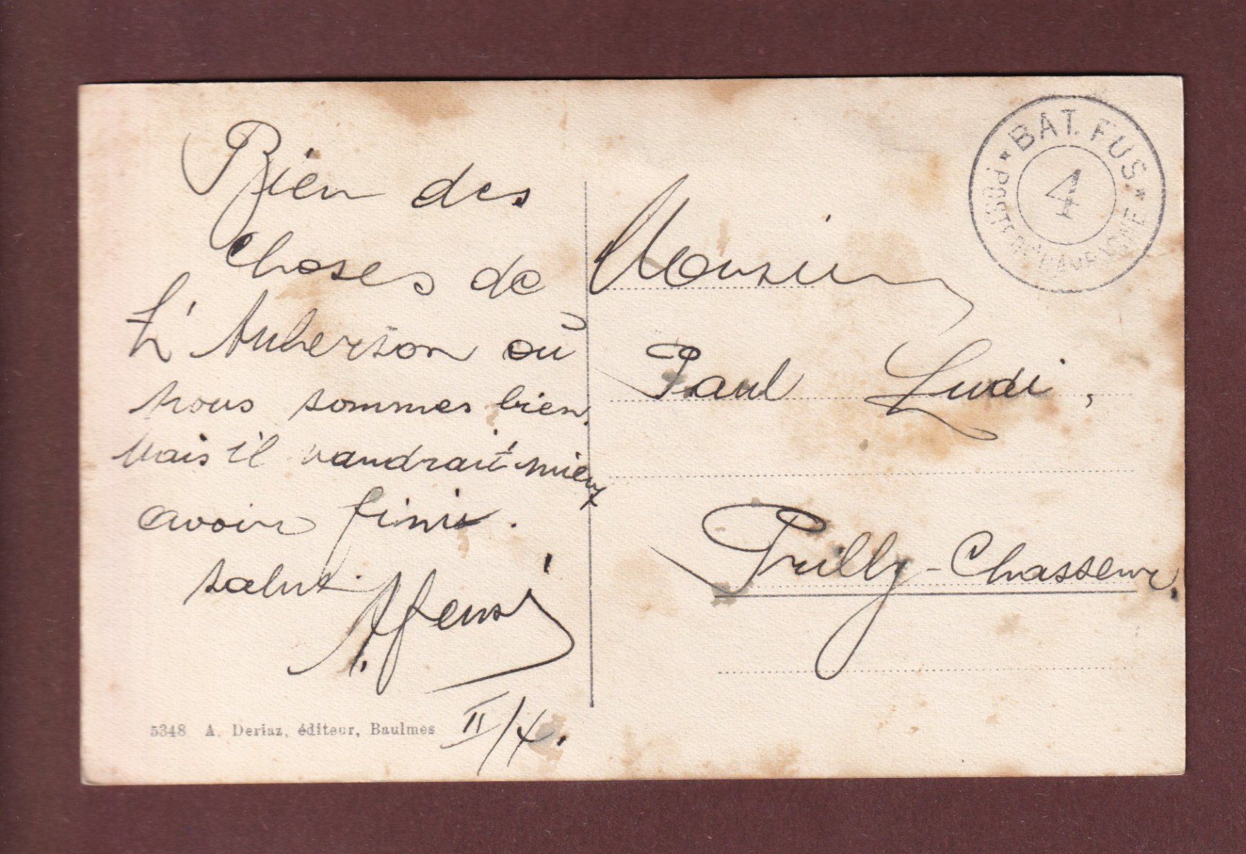 Ansichtskarten: AUBERSON - Feldpost – Gebraucht aus Pully von nicecards-shop 1