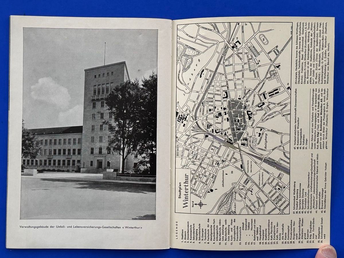 Bücher: Winterthur - Prospekt mit Stadtplan - ca. 1946 und Beilage – Gebraucht aus Adliswil von buch_und_kunst 2