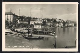 AK Lugano-Paradiso, Quai, 1929