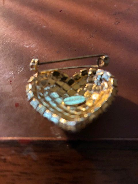 Spille & Fermagli: broche coeur laiton strass-plaqué or – Usato da Evilard venduto da nenette01 2