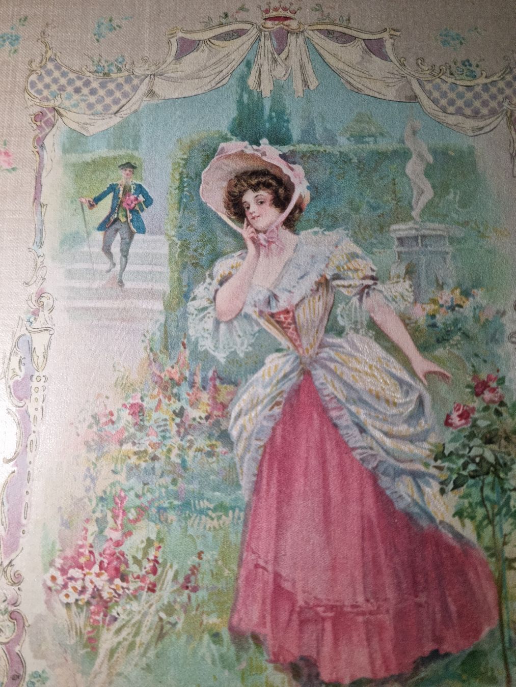 Dipinti: Tableau estampe sur soie, thème romantiques de 1908 – Usato da Les Cullayes venduto da yan_nvn9 1