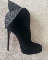 Alaia Ankle Boot, Leoparden Muster, Gr. 39, schwarz