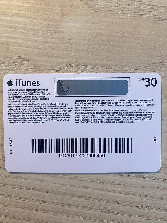 Gutscheine: Apple Guthaben CHF 30 neu und original – Gebraucht aus Binningen von mikkaalias 1