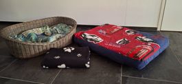 Hunde-Korb, Kissen und Decke