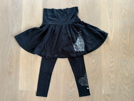 Rock mit Leggings, schwarz, Grösse 152, Herzmotiv