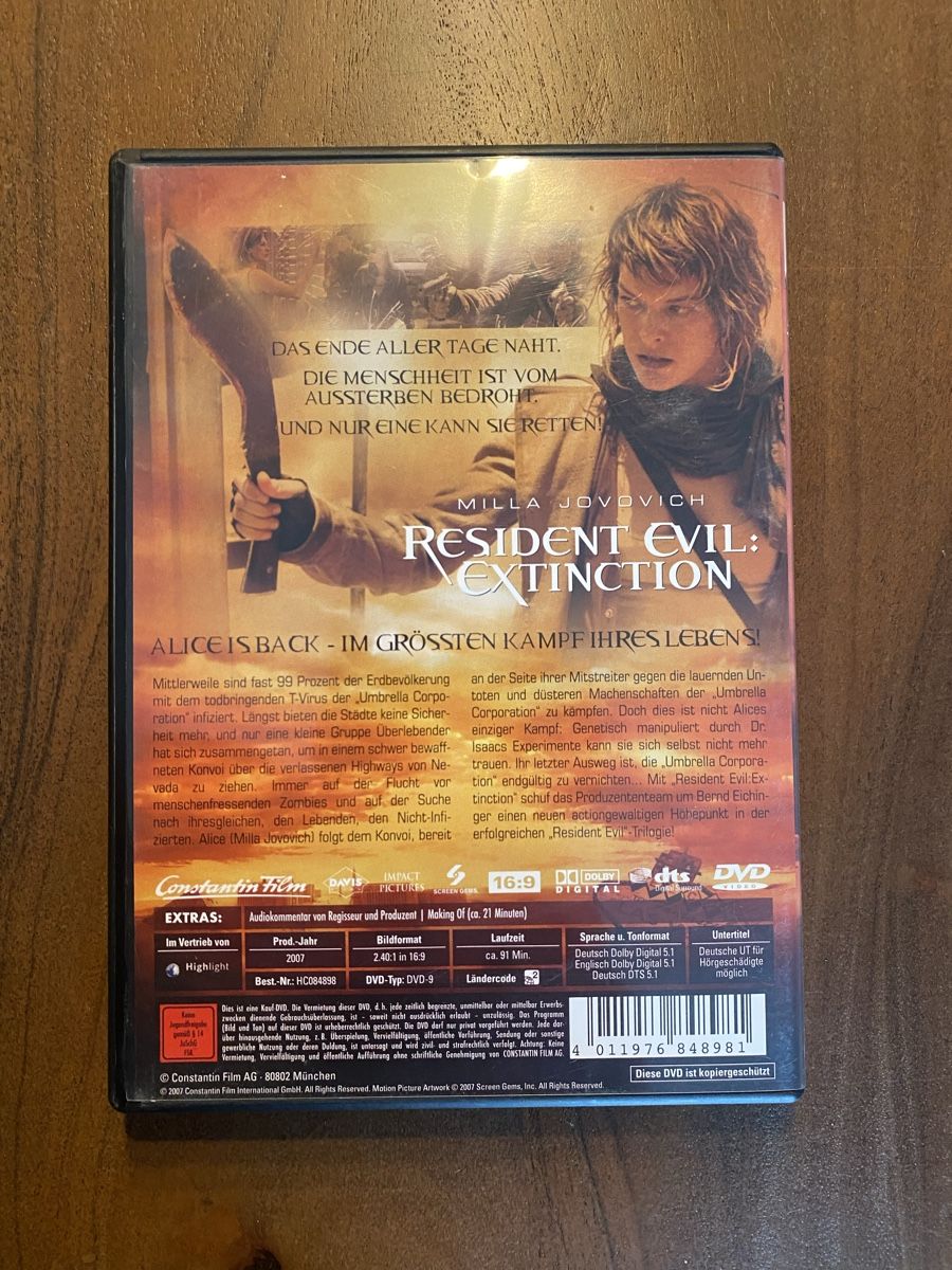 Tutti i DVDs: Resident Evil - Extinction - DVD – Usato da Thunstetten venduto da Virus_33 2