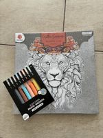 Leinwand ausmalen Quadro/tela leone da colorare + pennarelli