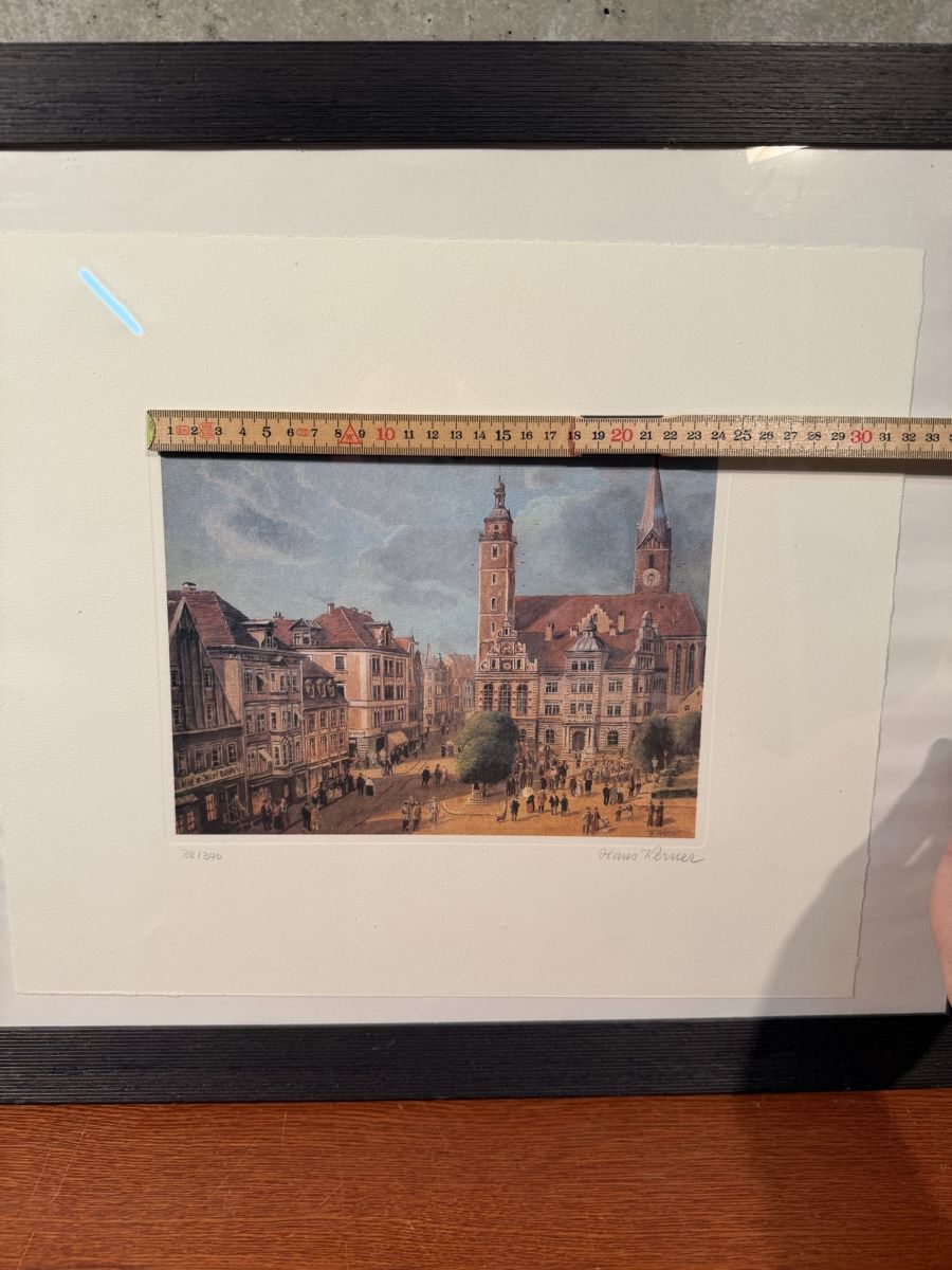 Dipinti: Hans Perner Print - Charming City Scene, Signed – Usato da Lausanne venduto da vas_cdb2 6
