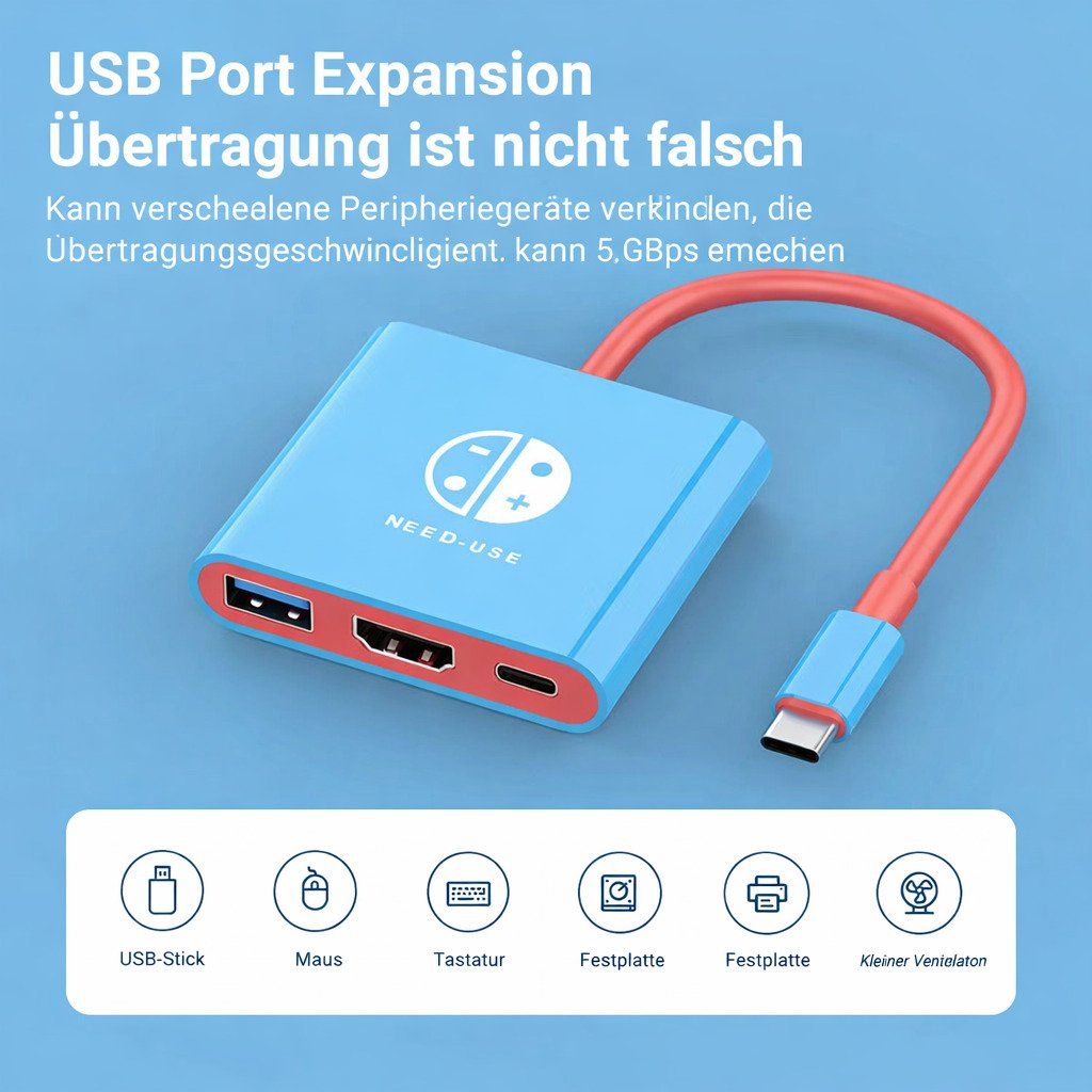 Nintendo Adapter & Kabel: Nintendo Switch Docking Station TYPE-C Hub mit HDMI und USB – Neu und originalverpackt aus Kreuzlingen von SwissSalesPro 1