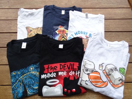 6 T-Shirts mit lustigen Motiven, Grösse M-Kids, Top Zustand!