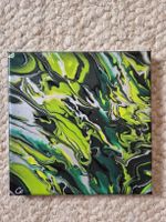Acrylbild abstrakt grün schwarz weiss Unikat handsigniert