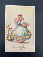 AK Künstler Kitschkarte Mädchen mit Blumen 1938 Bonne Fete