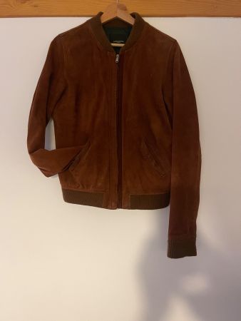 Rehbraune Lederjacke Blouson aus Wildleder
