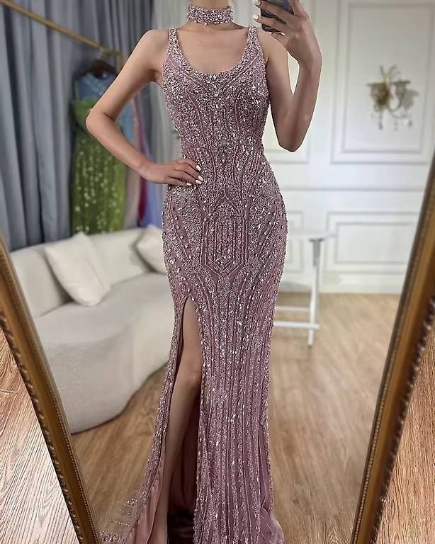 Vestiti: Abendkleid lang mit Pailletten hellrosa XS neu – Nuovo e nell'imballaggio originale da Appenzell venduto da mir_rqn6 1