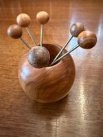 6er Set Obstgabeln mit Holzkugeln guter Zustand