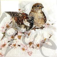 Serviette sparrows blossom 25x25 (1254) 2Stk.
