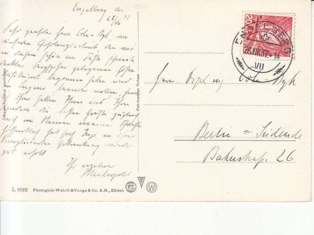 Cartoline postali: Engelberg 1937 – Usato da Bürglen TG venduto da StampGraf 1