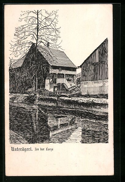 Cartoline postali: AK Unterägeri, An der Lorze, 1926 – Usato da Berlin venduto da bartko-reher