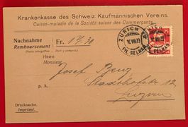 NACHNAHME KRANKENK. KAUFMÄNNISCHER VEREIN ZÜRICH SELNAU 1923