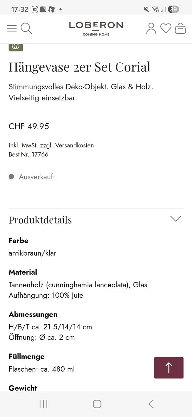 Loberon Vasen & Gefässe: 2x Hängevase von Loberon – Gebraucht aus Eschenbach SG von SanFranciscoCalifornia 4