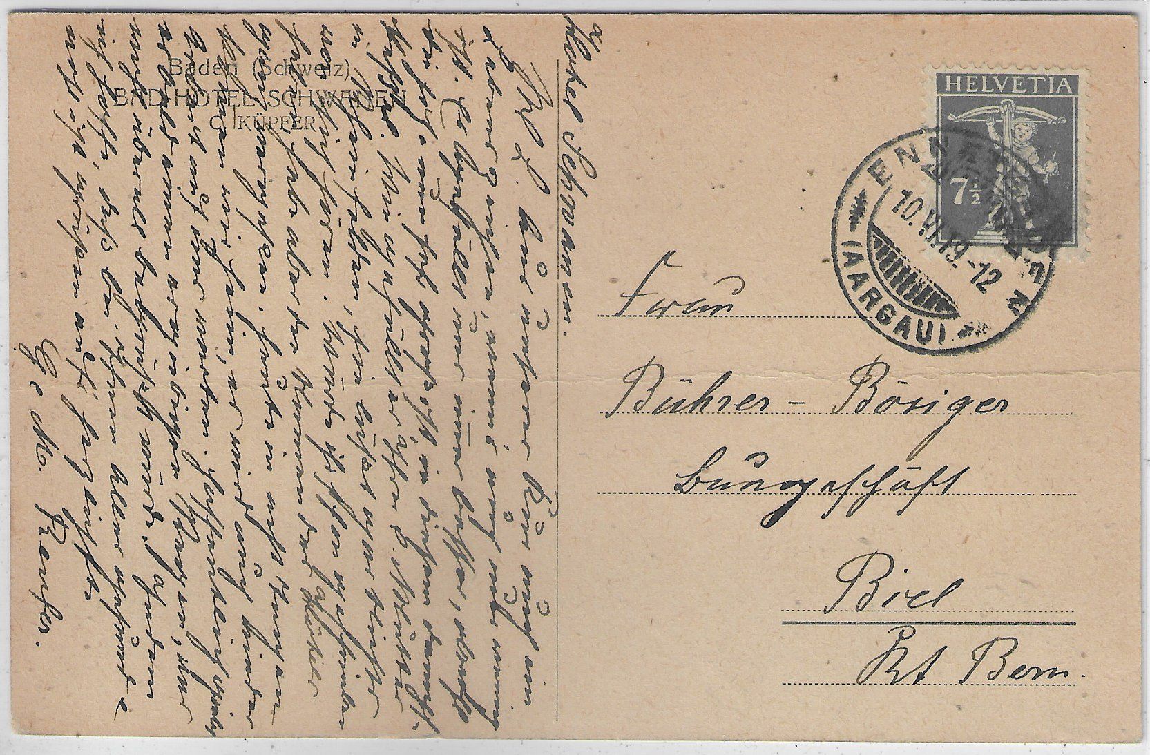 Cartoline postali: Hotel Schwanen - Ennetbaden – Usato da Ettingen venduto da Kartenplanet 1