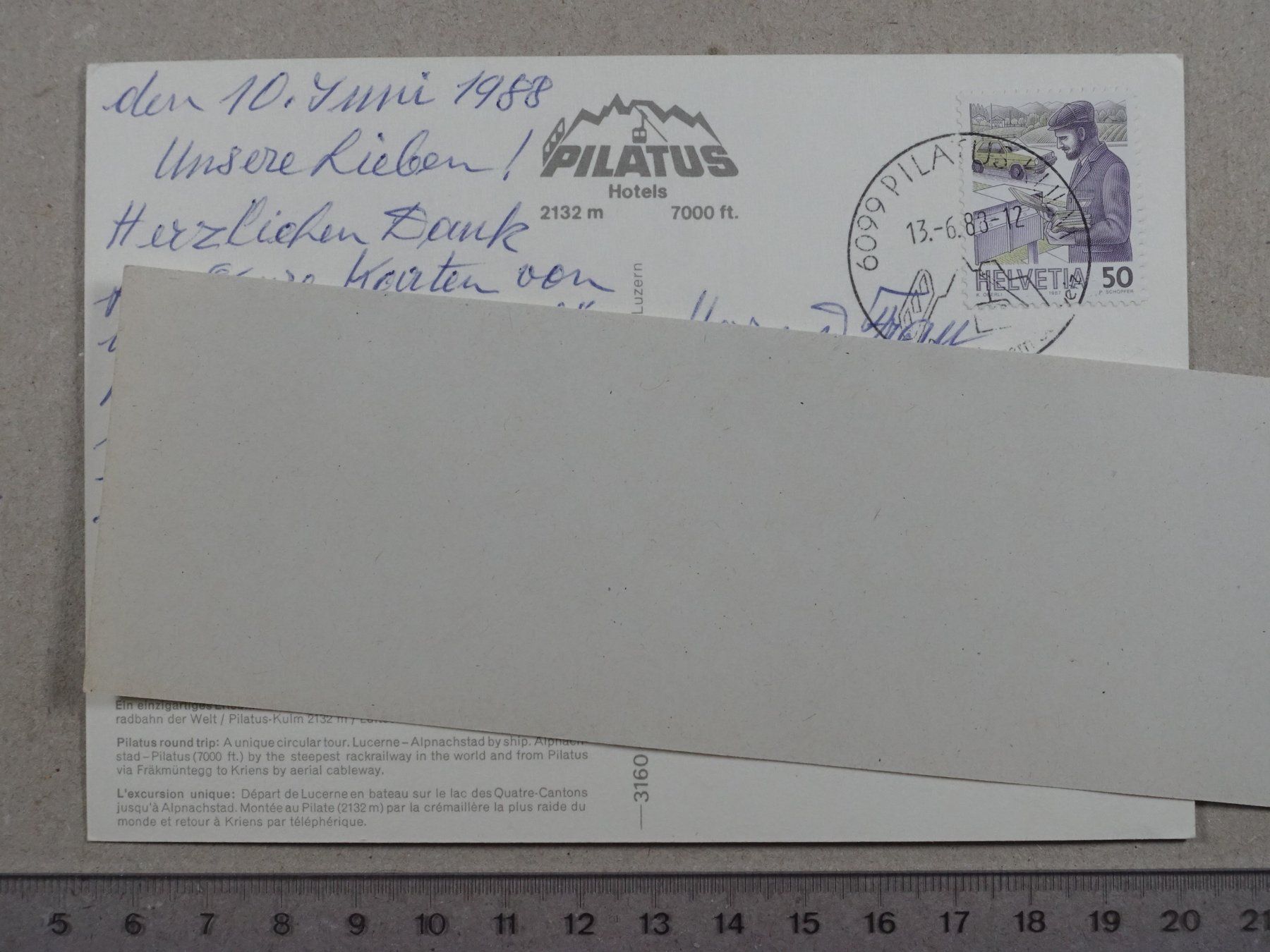 Cartoline postali: Pilatus, 1988 – Usato da Lenzburg venduto da fh1 1