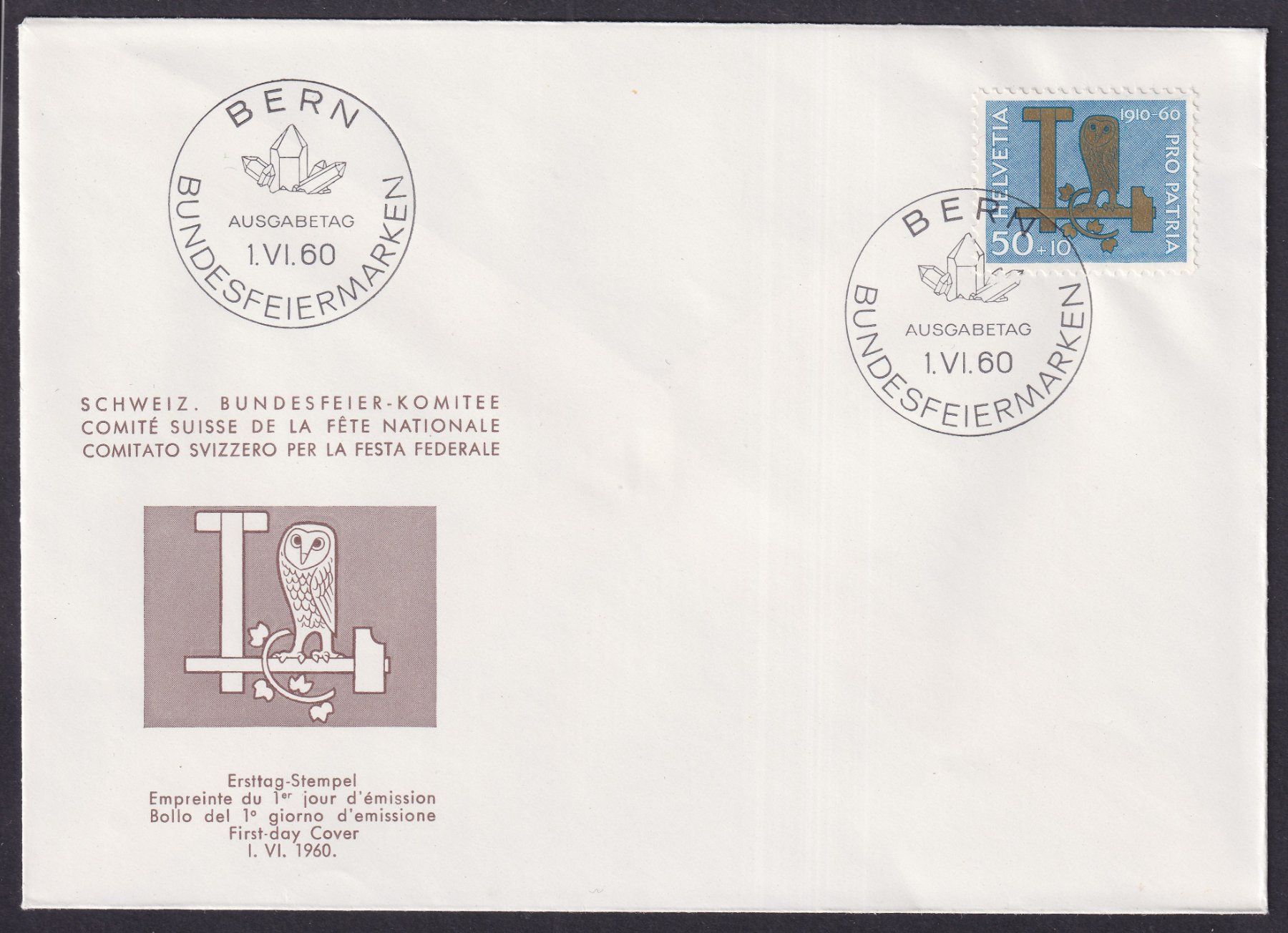 Tutti i francobolli: 1960, B96-B100 illustrierte Komitee FDC, adresslos, Kat:75.- – Usato da Sursee venduto da Luzernerraute 5