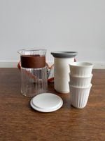 Tee Reise Set, Sieb, 3 Cups, Tüchlein, Case