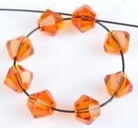Perle Glas bicone orange  4x3mm  6 Stück