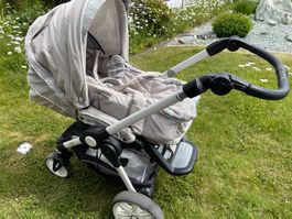 Kinderwagen Teutonia Kombi beige kariert gebraucht Zustand