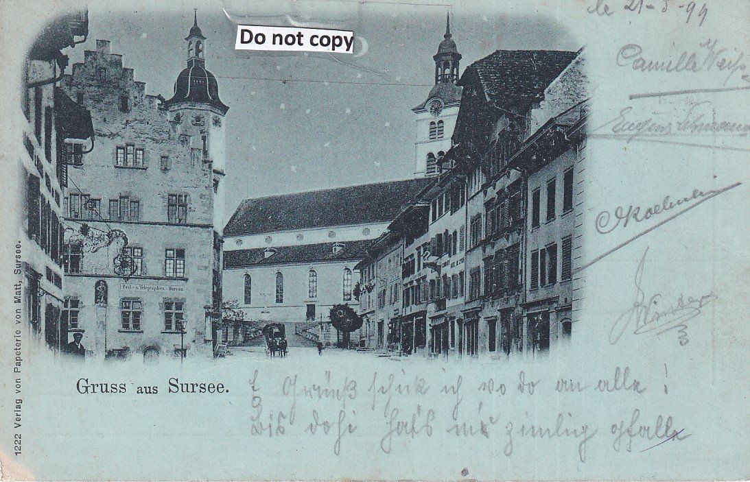 Cartoline postali: Sursee   LU    -   Mondschein - Litho       um 1899 – Usato da Brig venduto da Valcards54