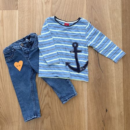 Set s.Oliver Langarmshirt und Jeans blau Grösse 80