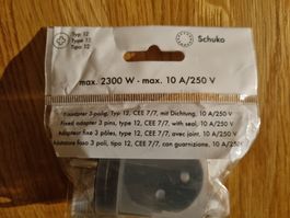 Neuer Fixadapter 3-polig, Typ 12, CEE 7/7, Schuko, 2300 W