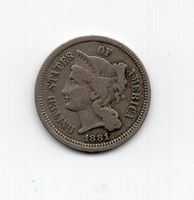 (1073) USA,  Dime, 1881, ss-vz
