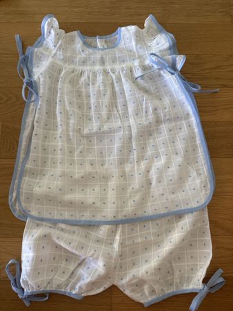 Zweiteiler Weiss/Blau Grösse 80/88