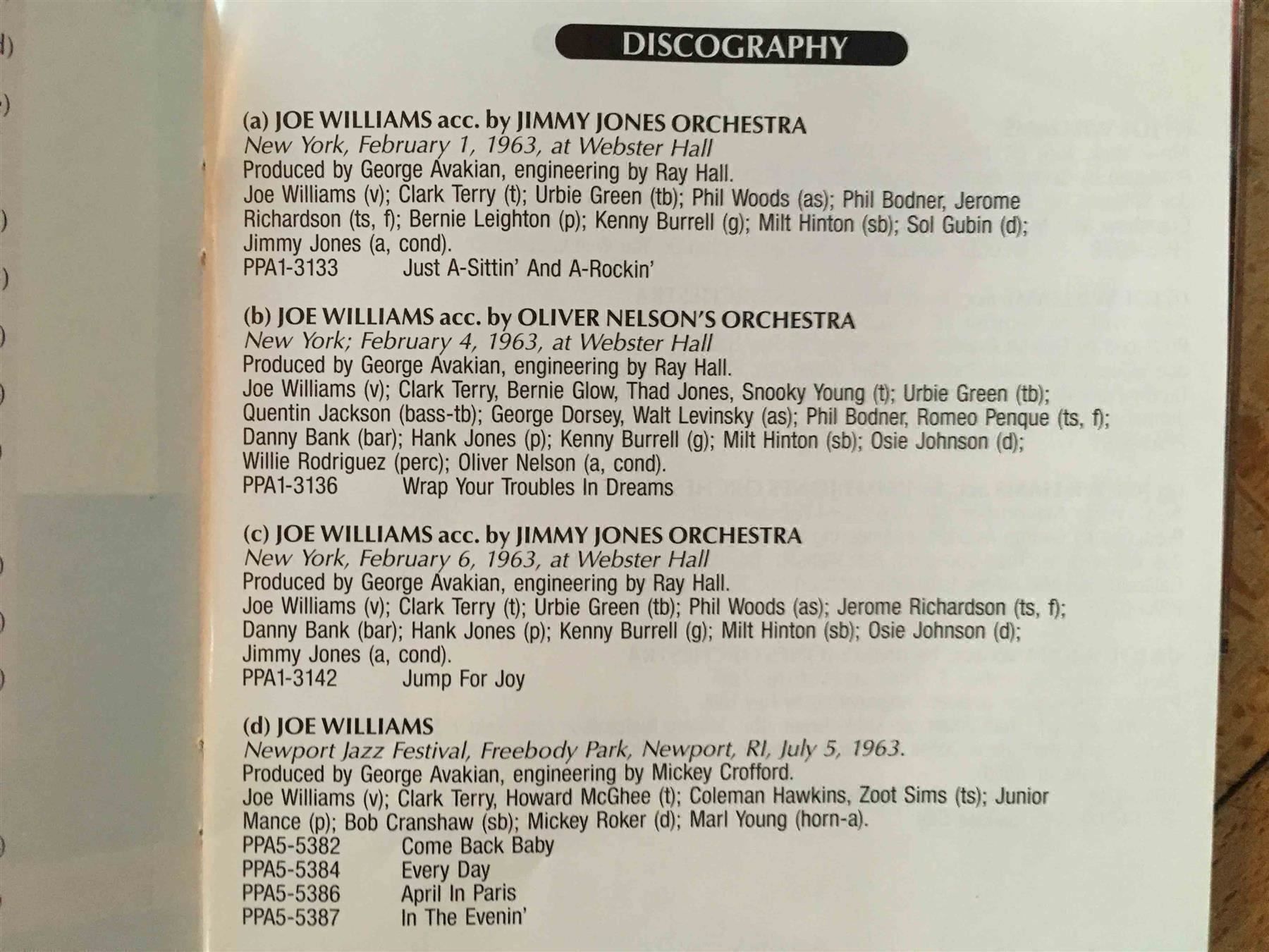 Vinyles: Joe Williams 1963,64,65 RCA Live&Studio – D'occasion à Luzern par Needful_Things 2