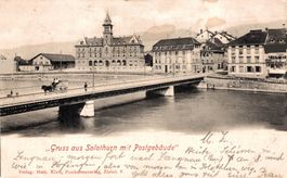 Gruss aus Solothurn mit Postgebäude