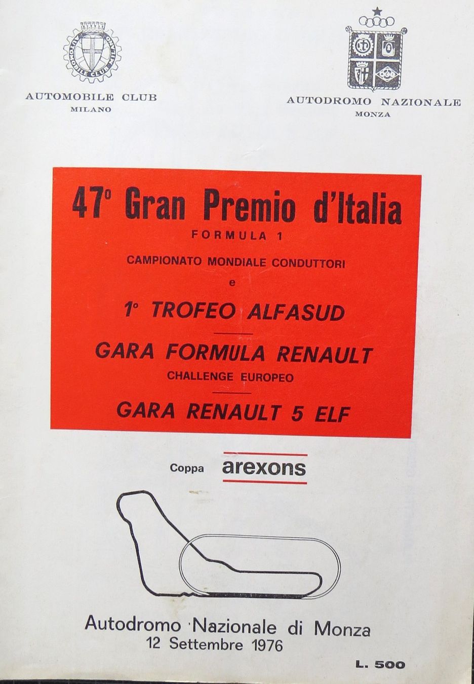 Documenti: Programm Formel 1 GP Italien in Monza von 1976 – Usato da Ettingen venduto da campione_1