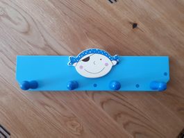Portemanteau enfants 350 mm pirate bleu, 4 crochets NEUF