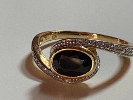 Saphirring 18 K Gelbgold mit Diamanten