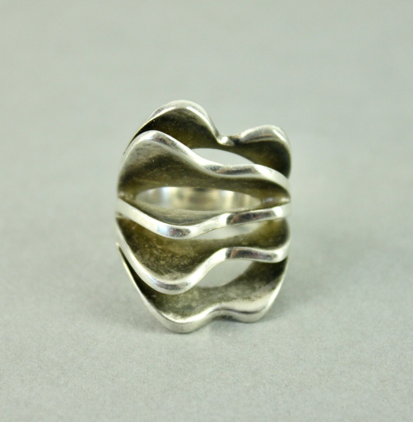 Ringe: FÄCHERRRING "AUSSERGEWÖHNLICH" SILBER 925. VINTAGE. – Gebraucht aus Grandcour von Flowerstyle 3