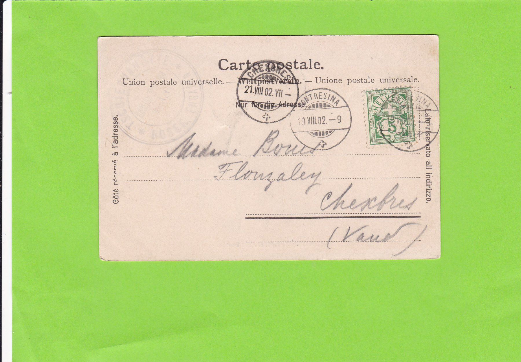 Cartoline postali: Tschiervahütte S.A.C.--1902 versendet – Usato da St. Peterzell venduto da neckertal 1