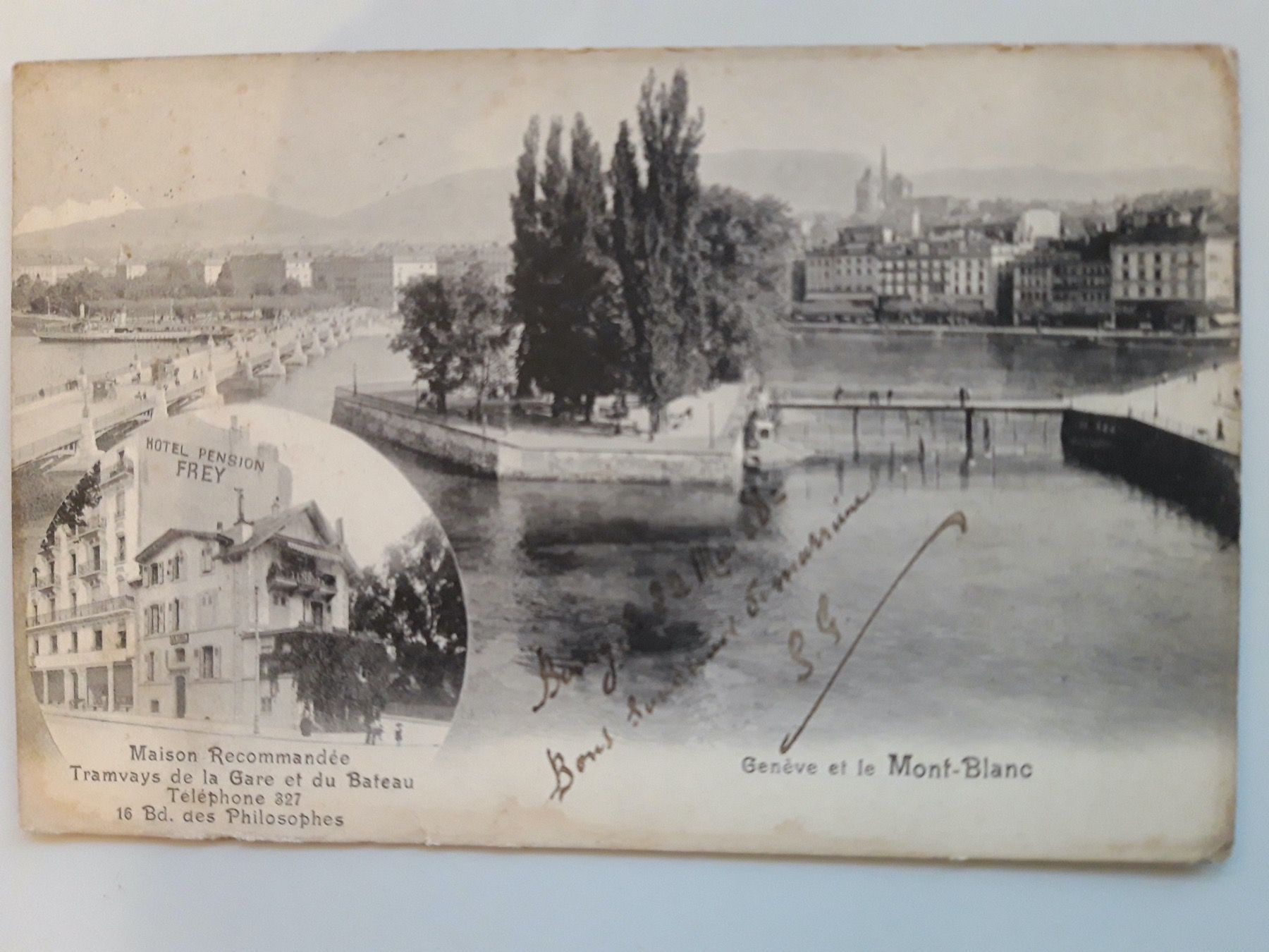 Ansichtskarten: Geneve Hotel Pension Frey 1908 – Gebraucht aus Sargans von nicsam1815