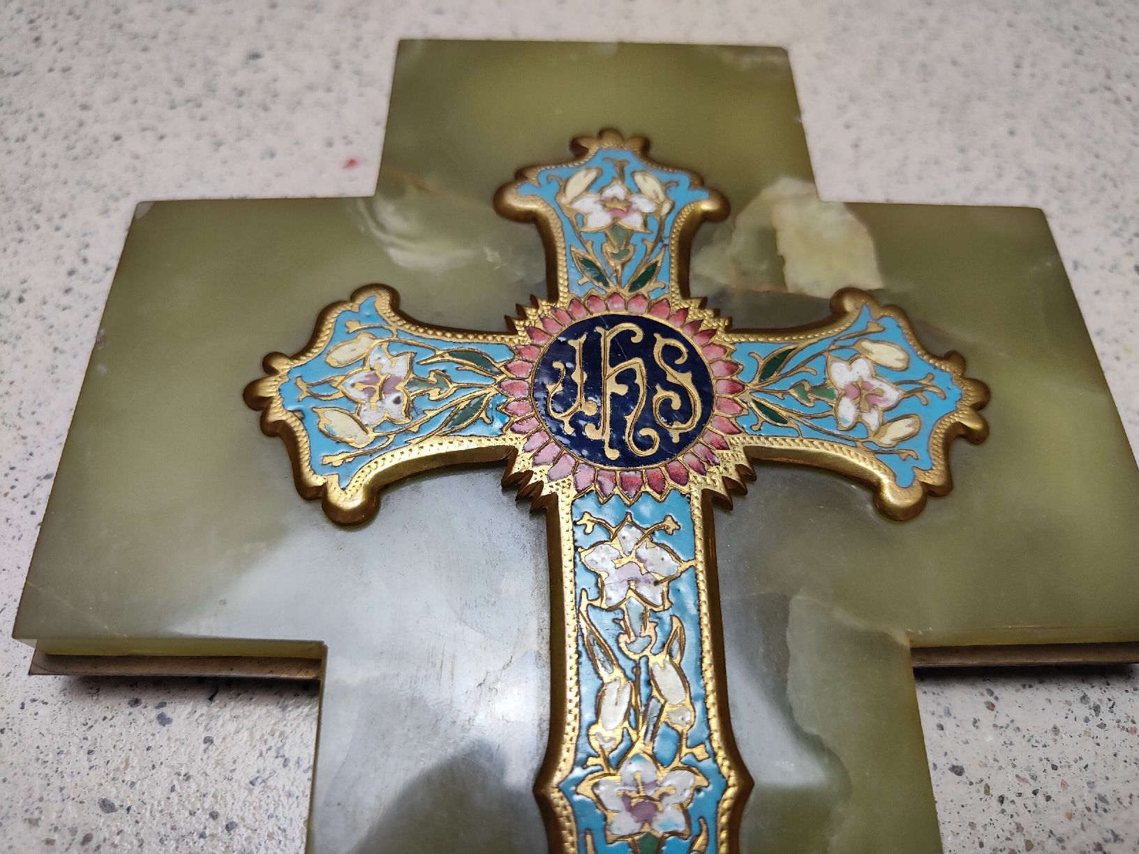 Statuette: Cloisonné Email Weihnachtsbeckenkreuz – Usato da Zürich venduto da mobilix 1