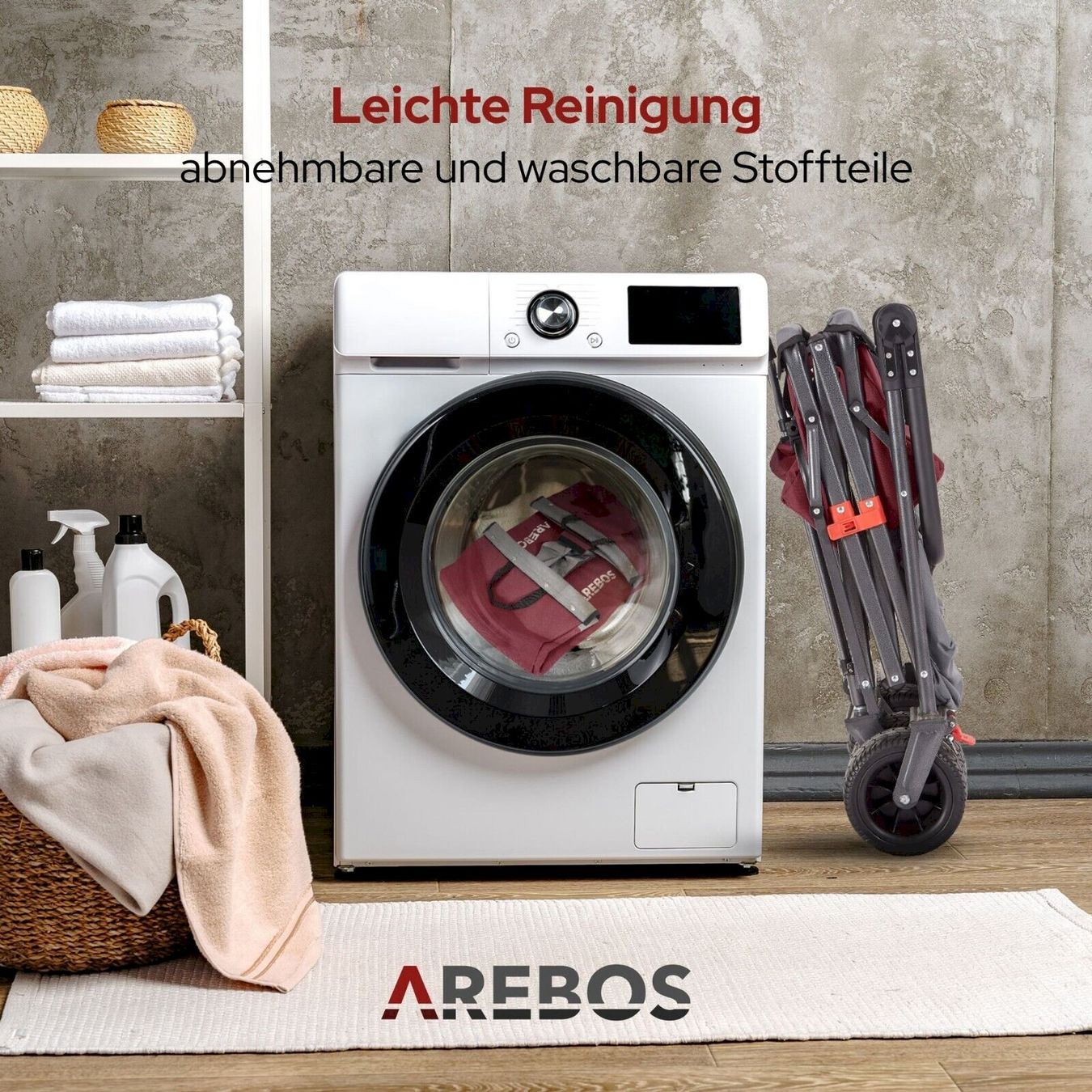 Sonstige Gartengeräte: Luxus Bollerwagen faltbar mit Dach rot – Neu und originalverpackt aus Bottighofen von zaap 5