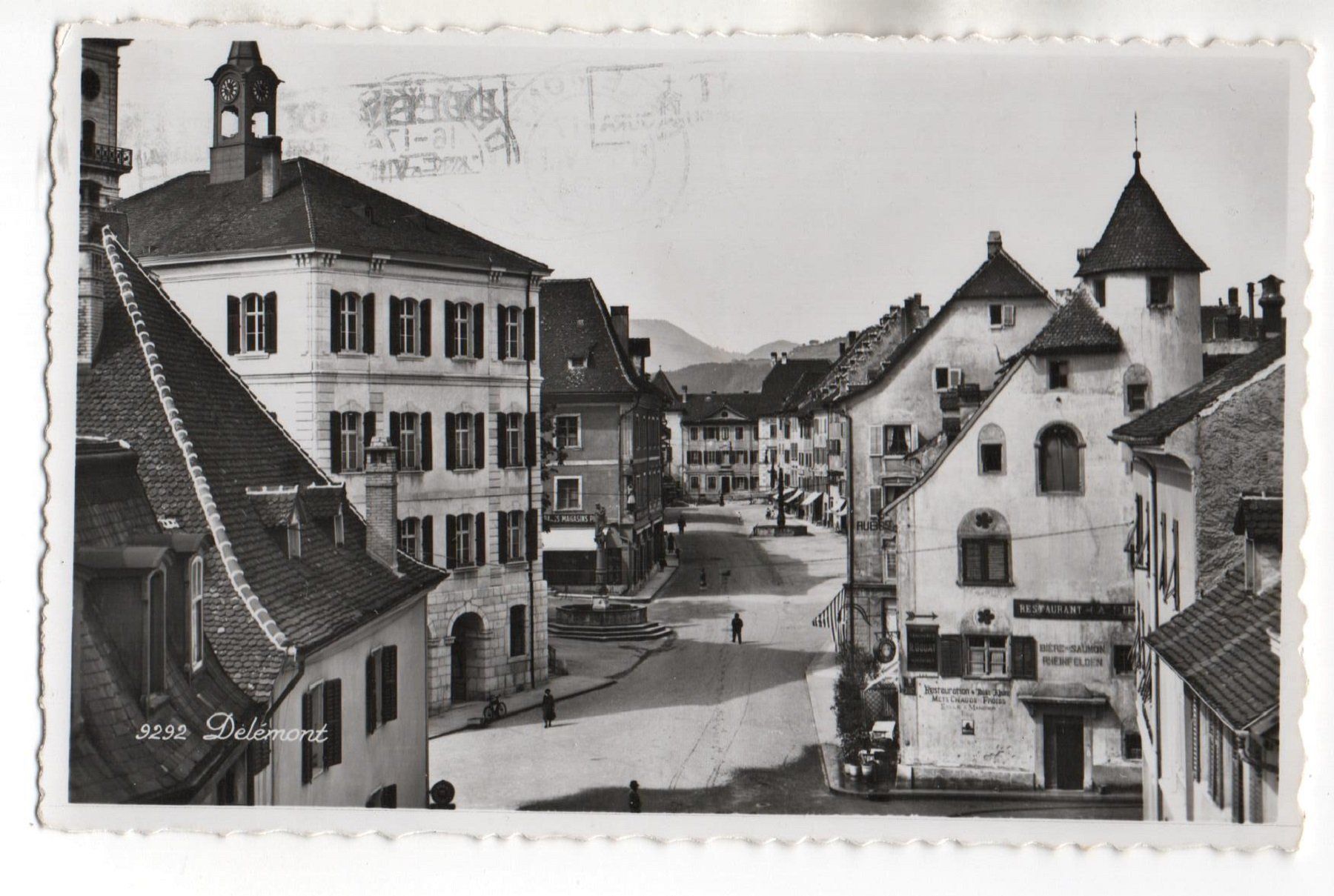 Cartoline postali: DELÉMONT Restaurant - Salmen Bier Rheinfelden – Usato da Jona venduto da philajona