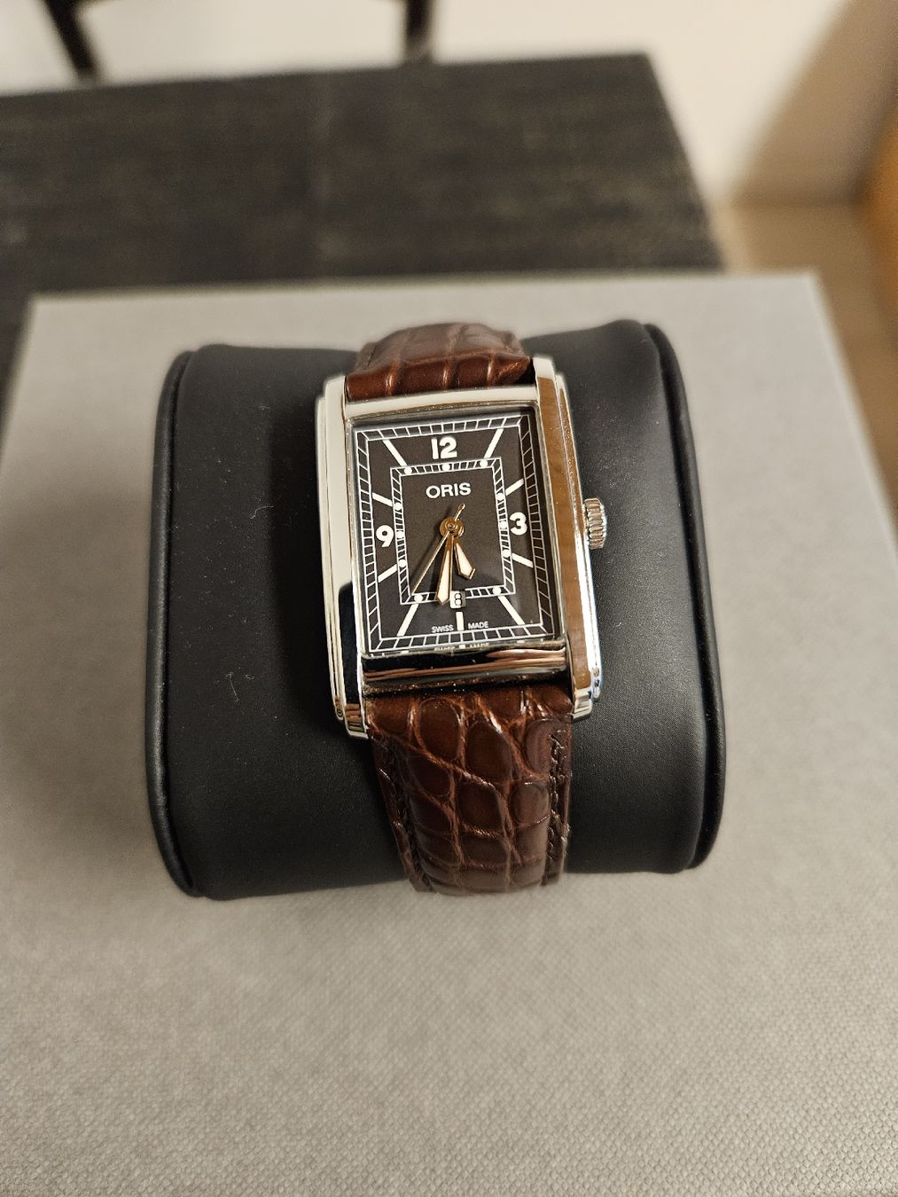 Oris Orologi: Oris Rectangular anthrazit Full Set inkl. zus. Band – Nuovo (secondo la descrizione) da Oensingen venduto da Huggybear24 1